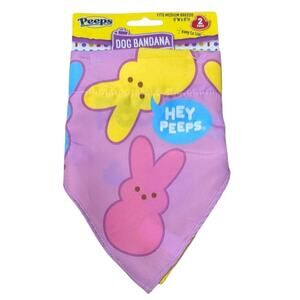 Peeps Dog Bandanas Fits Medium Breed Dogs 9" (2 Pack) Pink Blue Bunnies & Chicks